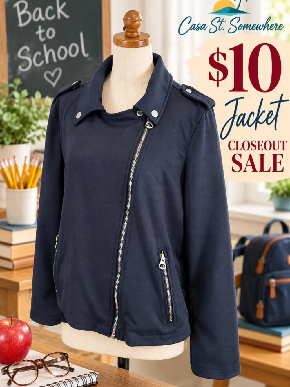 SCOOP Zippered Moto Jacket - Large